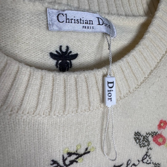 Dior Sweaters - Christian Dior Embroidered crewneck cream sweater Small NWOT